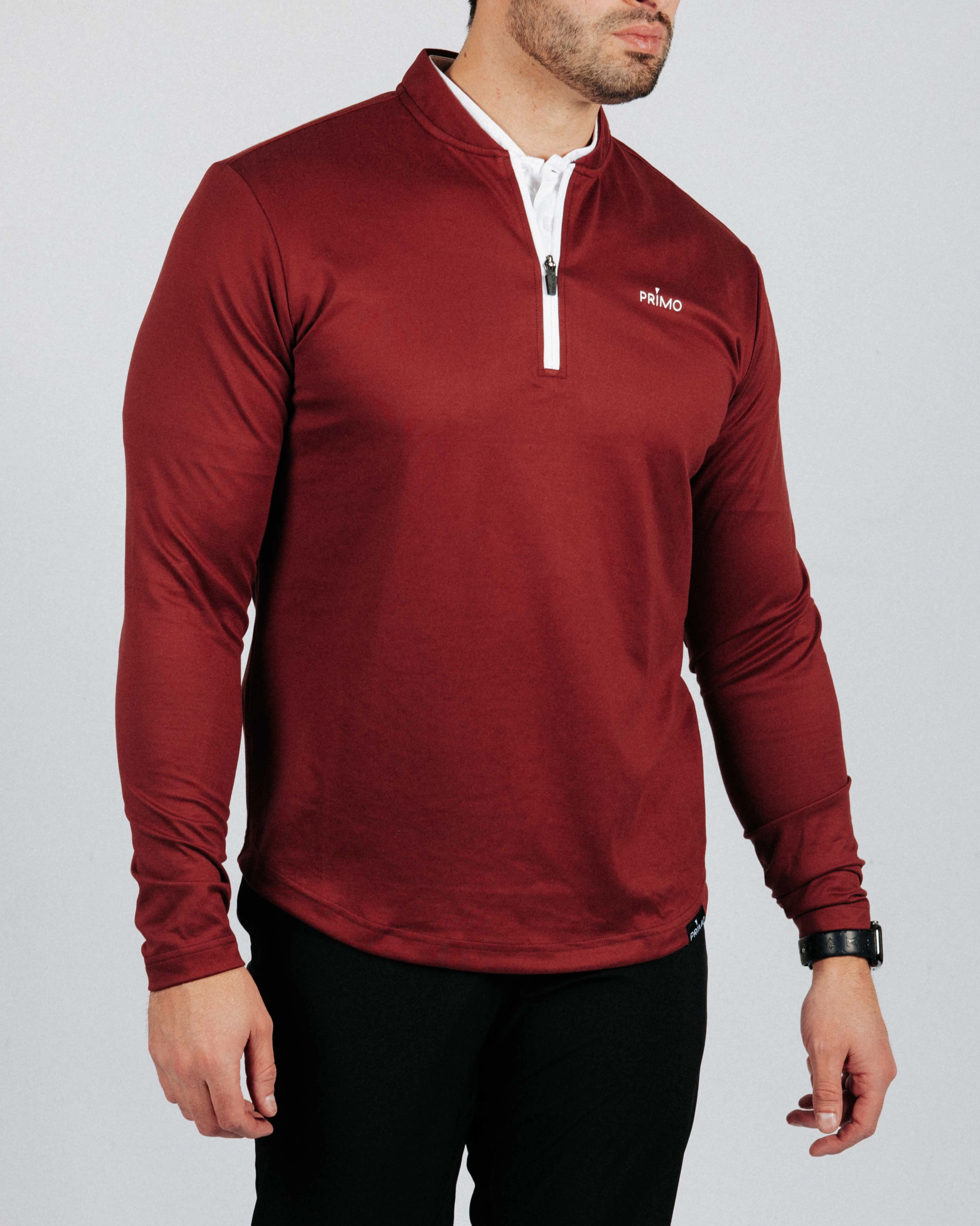 Maroon Blade Quarter Zip All Purpose Casual Cut Fade Resistant Dye