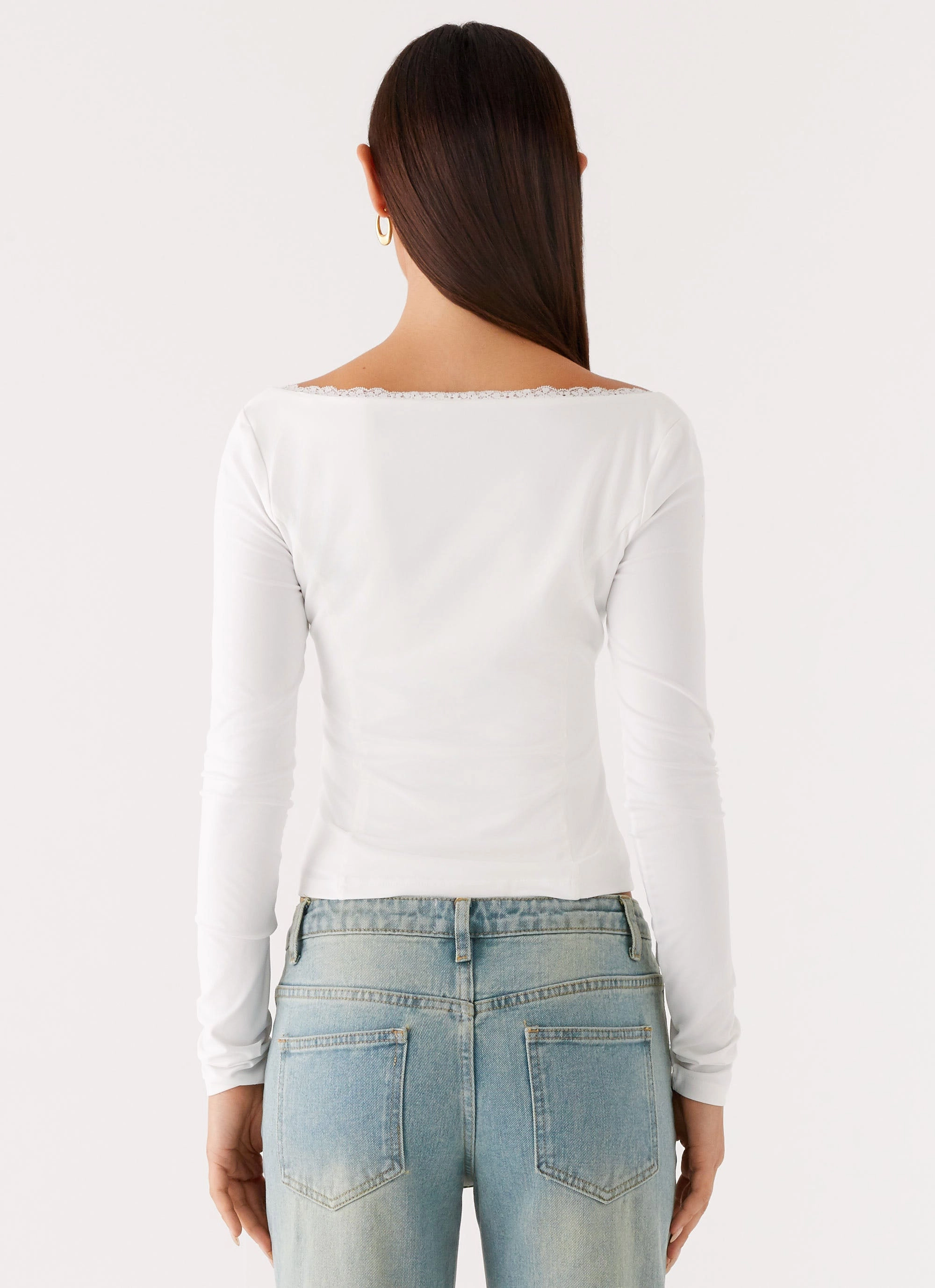 OdorResistantFinish LightweightMaterial Moda Long Sleeve Top - White