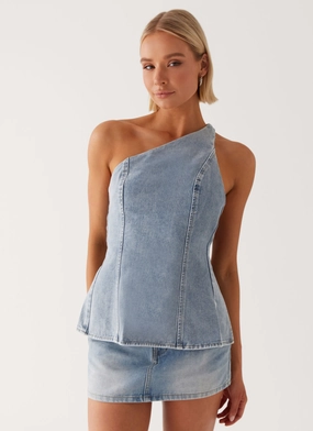 Stretch Technology PunctureResistantReinforcement Maysa Denim Top - Blue