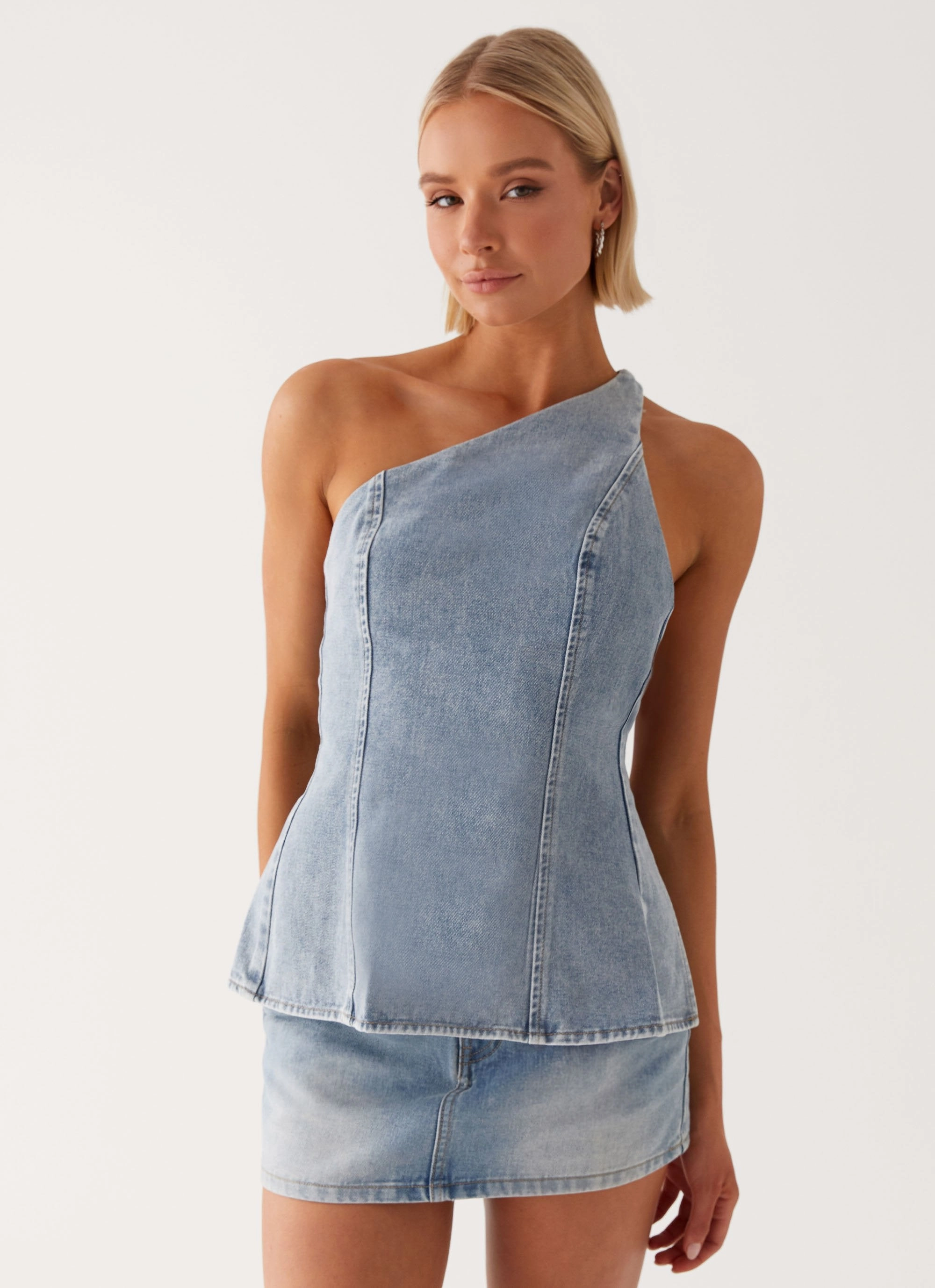 Stretch Technology PunctureResistantReinforcement Maysa Denim Top - Blue
