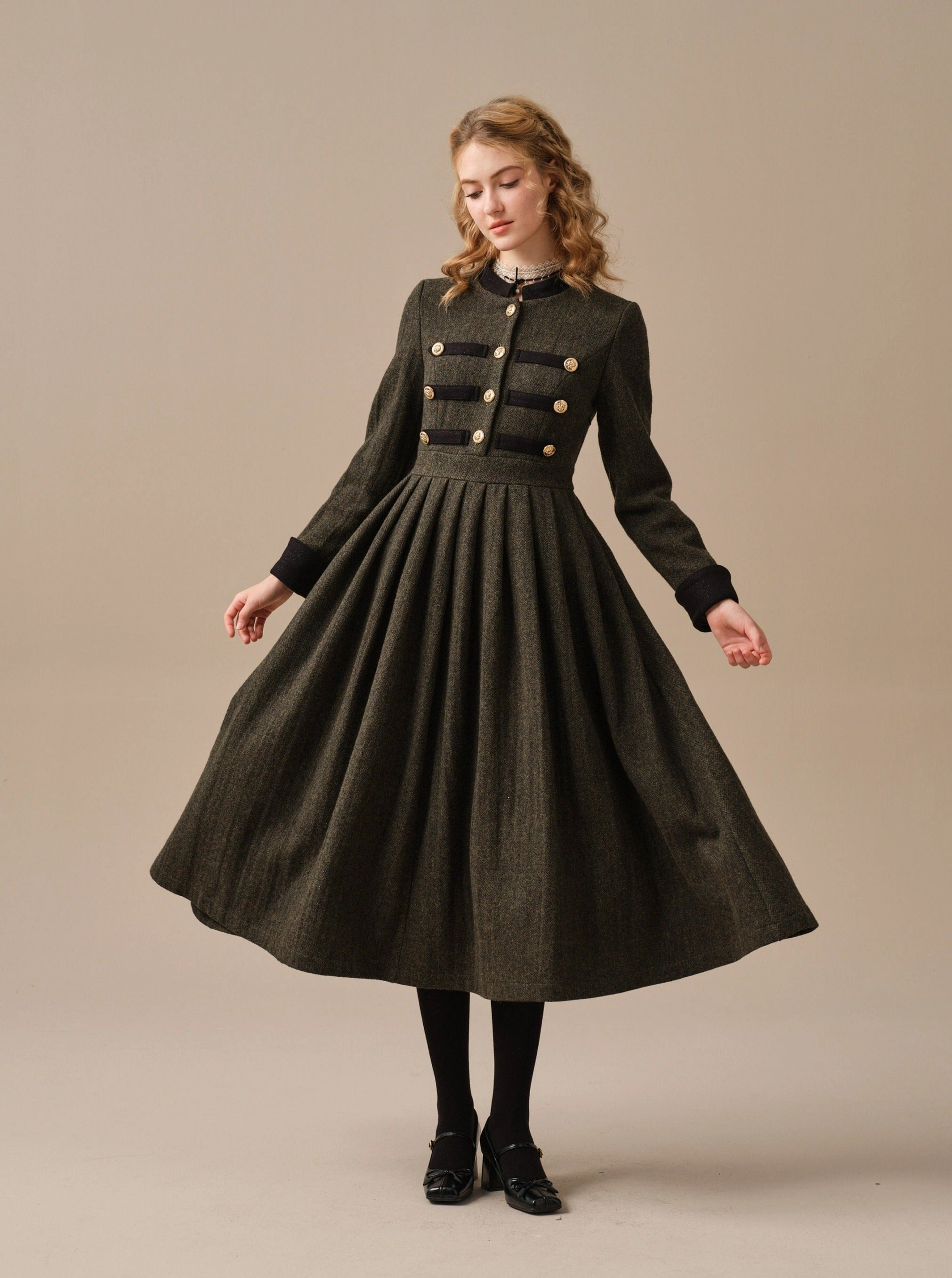 Willow 27 | green wool dress Flexible Waistband