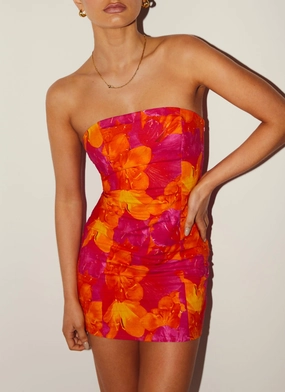 Stuck On You Mini Tube Dress - Floral Sun Fresh Glow