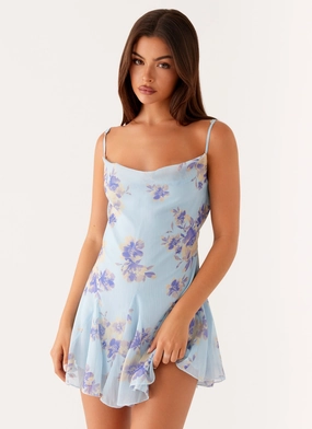 Minimalist Layering Clean Aesthetic Austen Mini Dress - Print