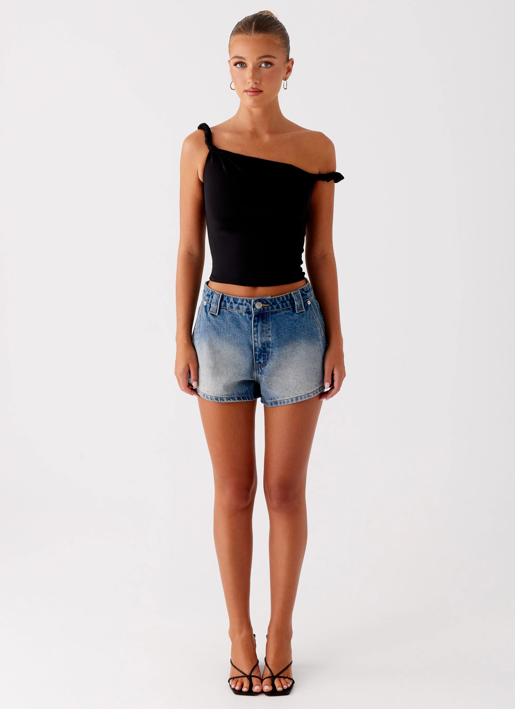 Frida Denim Shorts - Vintage Wash Blue Odor Resistant Treatment