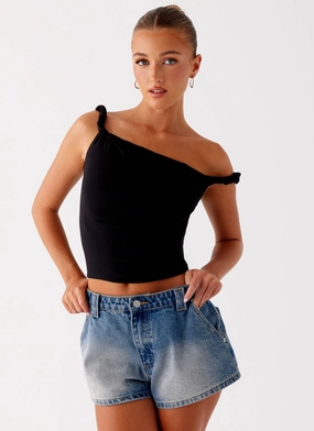 Frida Denim Shorts - Vintage Wash Blue AntiSlipWaistband Breathable Comfort