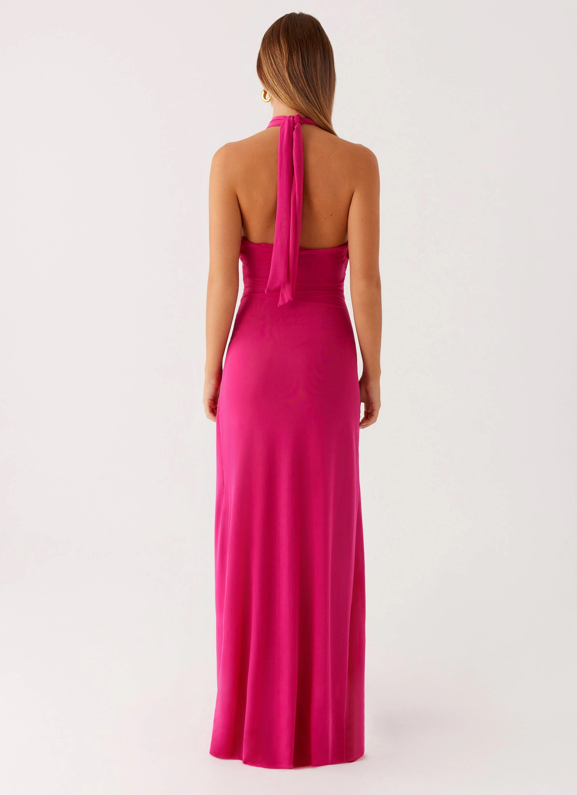 Petite-Size Silk Flow Ericka Maxi Dress - Hot Pink