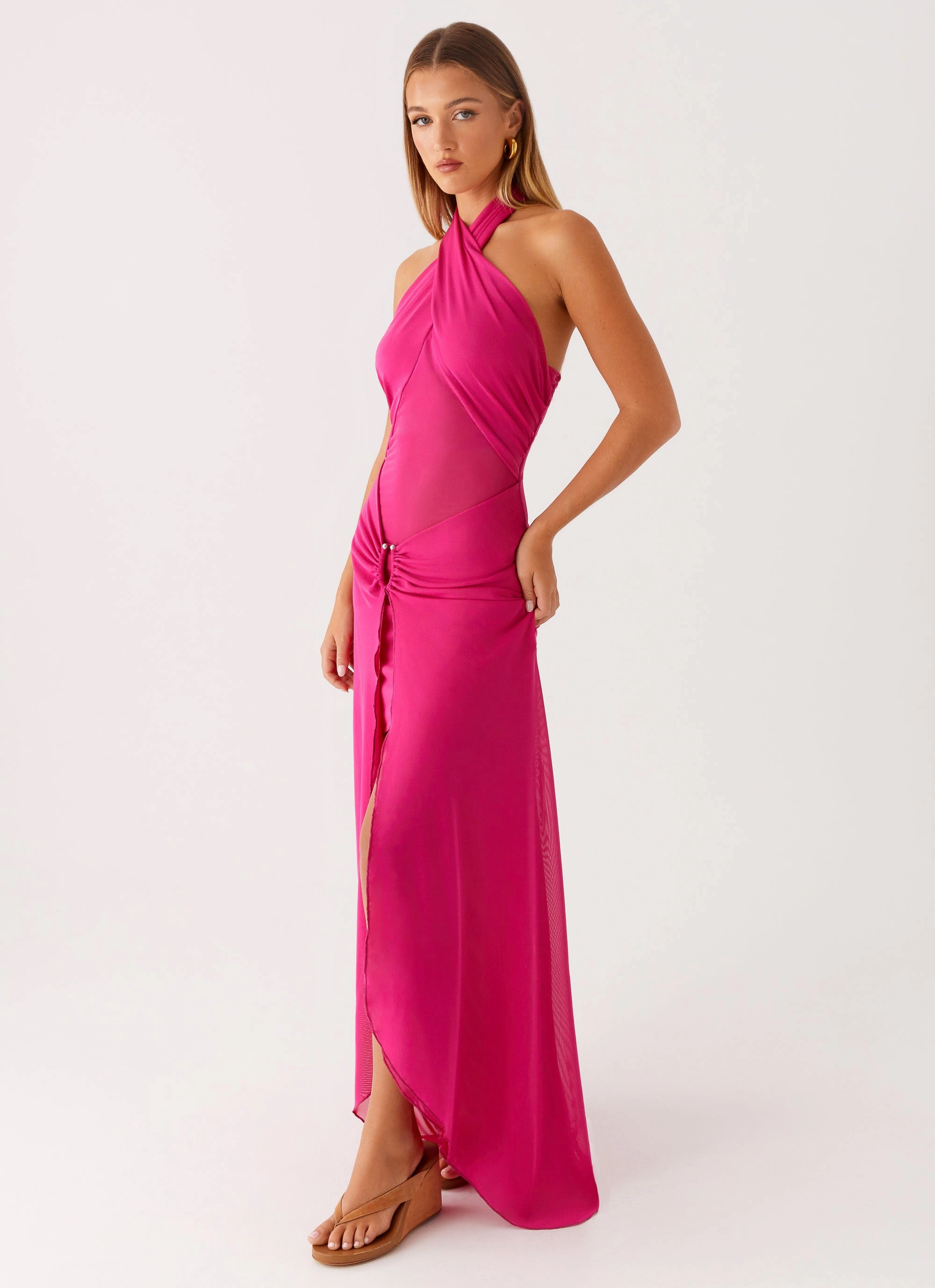 Ericka Maxi Dress - Hot Pink Clean Drape