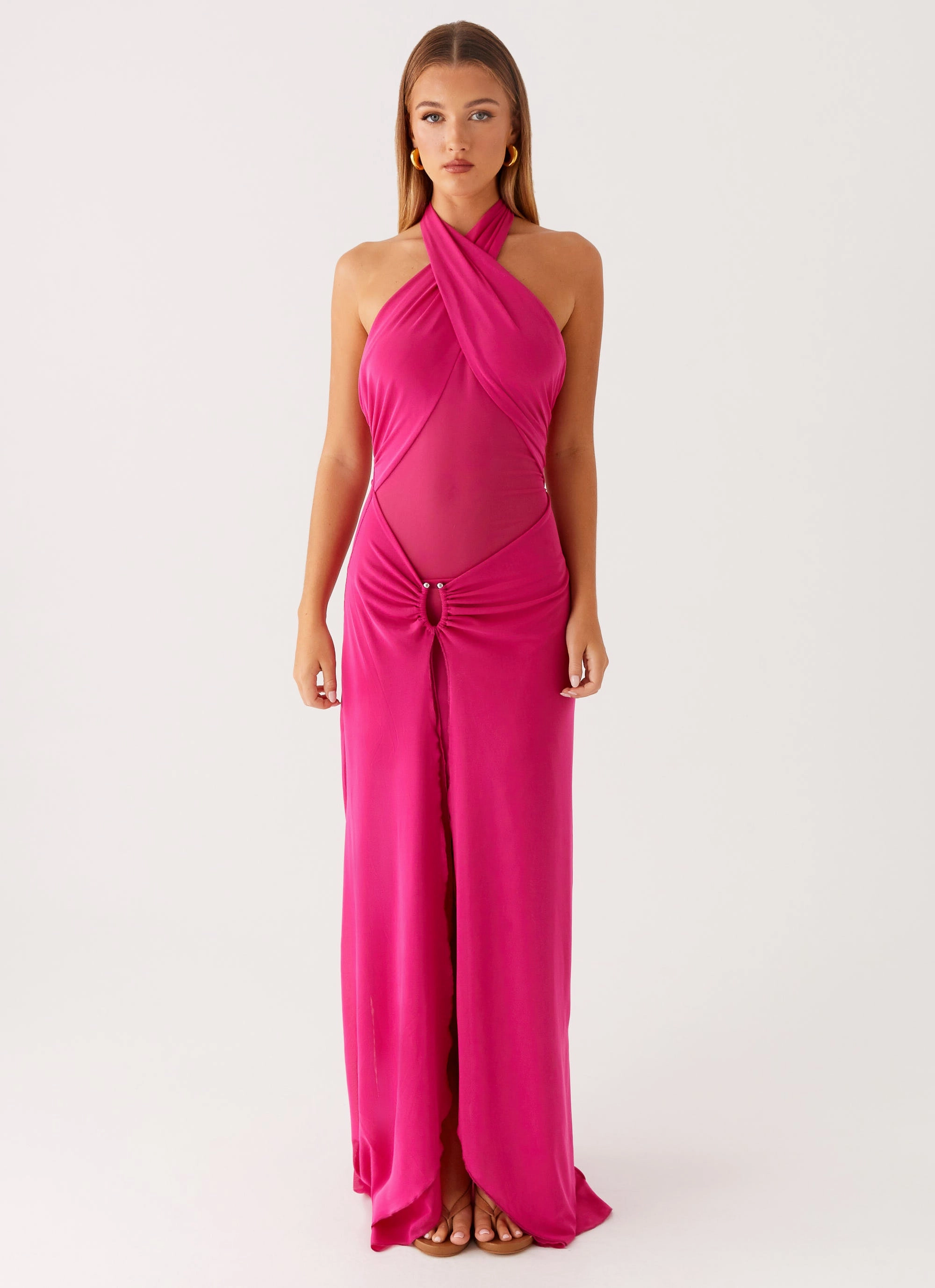 Sleek Flex Wrinkle-Free-Finish Ericka Maxi Dress - Hot Pink