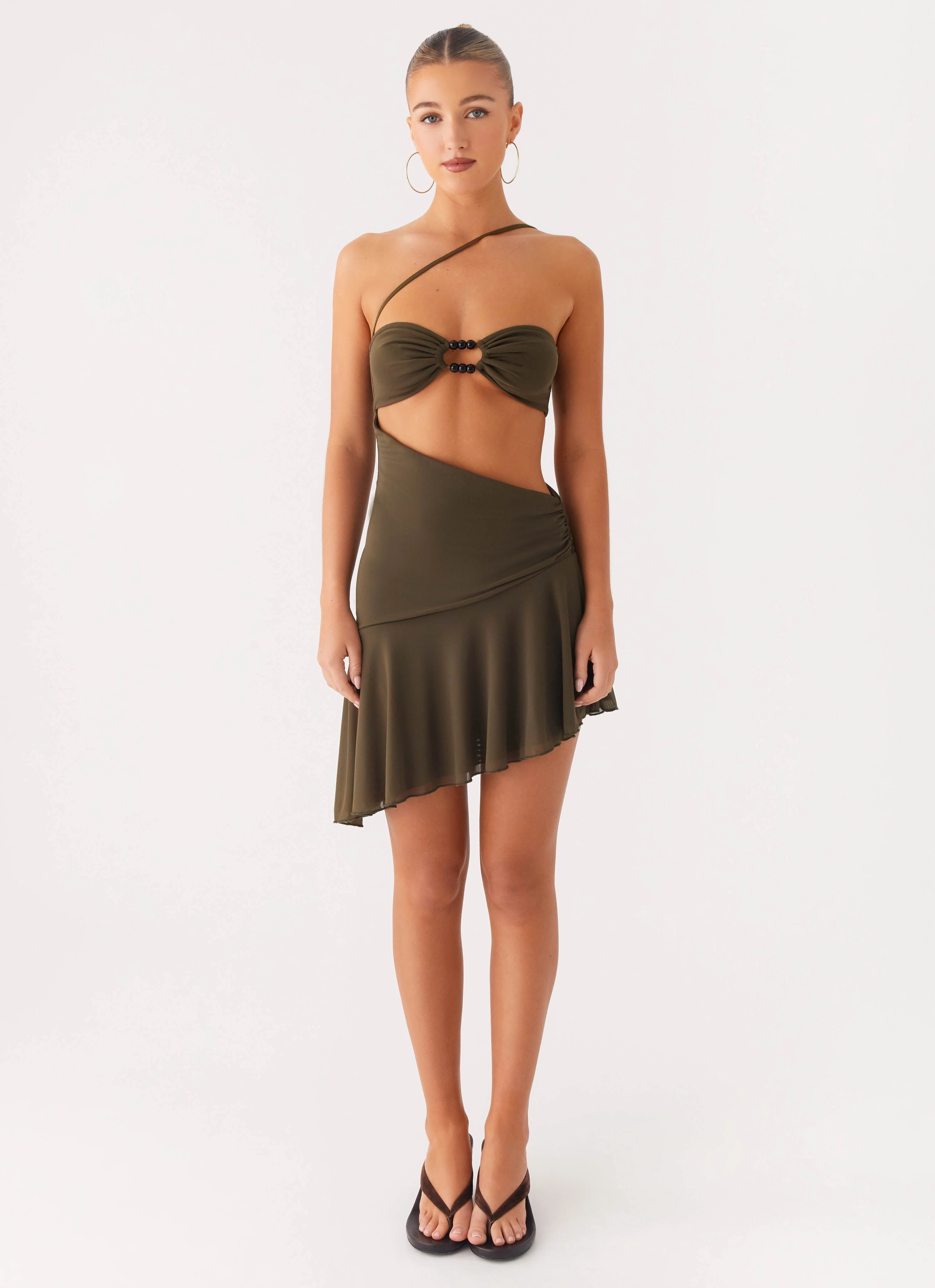Islander Mini Dress - Khaki Perfect Waistband