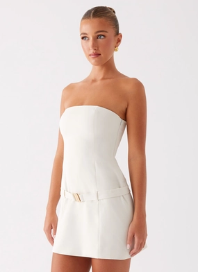 Lume Strapless Mini Dress - Ivory Casual Layers Layered-Sleeve