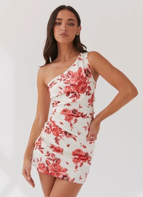Unique Cut Sovere Satin Mini Dress - Rosa Floria
