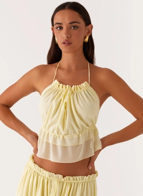 Convertible Neckline Trendy Sweater Zaya Backless Top - Yellow