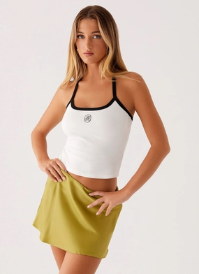 Quick Comfort Design Core Stretch Teagan Satin Mini Skirt - Green