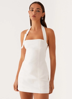 Perfect Mood Bright Vibe Julianna Linen Mini Dress - White