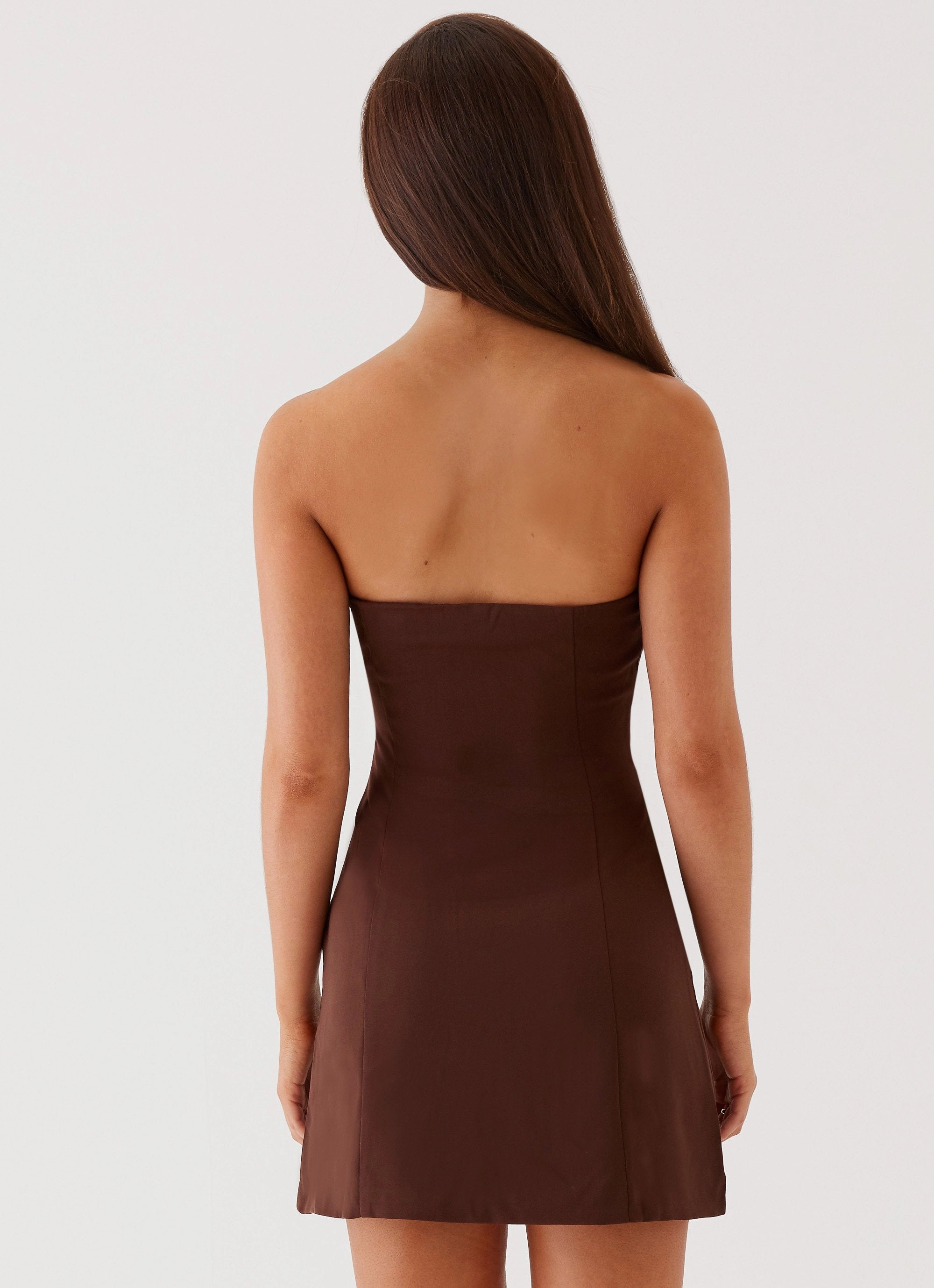 Inner lining Picture Perfect Ayanna Strapless Mini Dress - Chocolate
