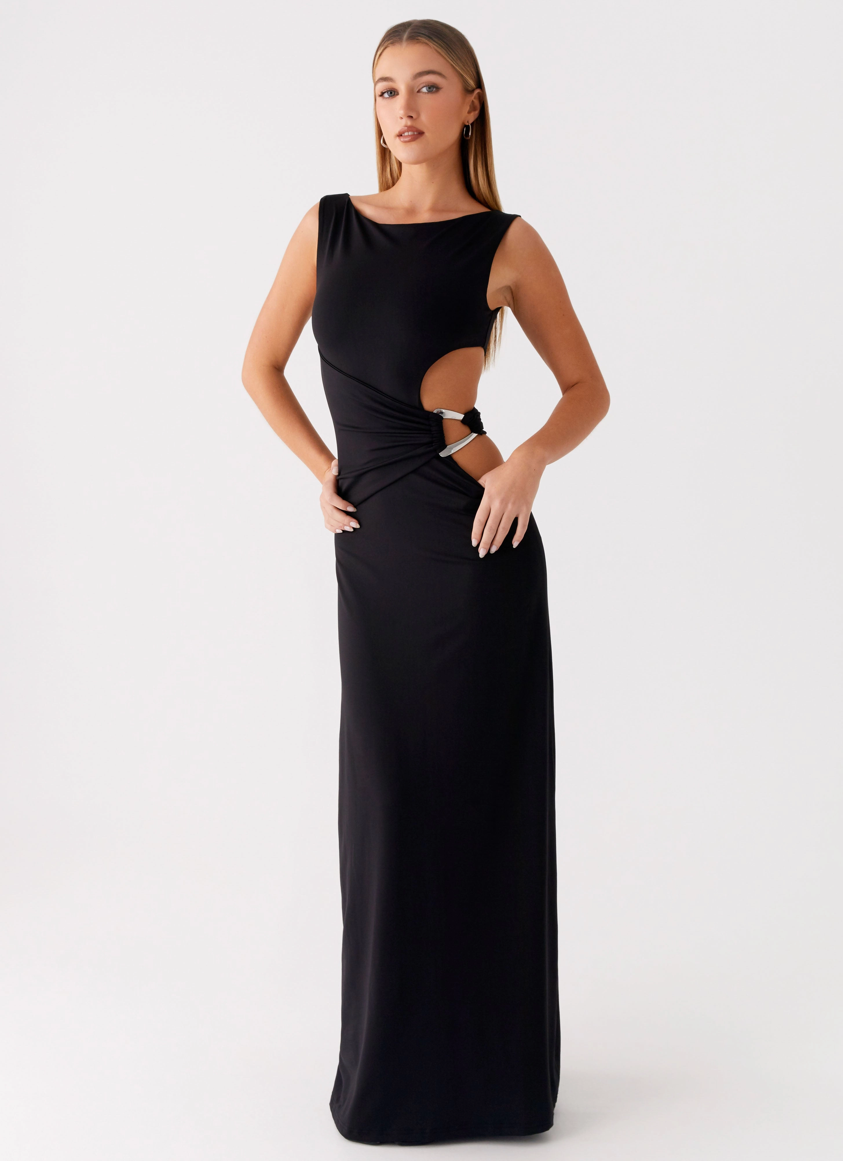 Jayana Maxi Dress - Black Smooth Surface