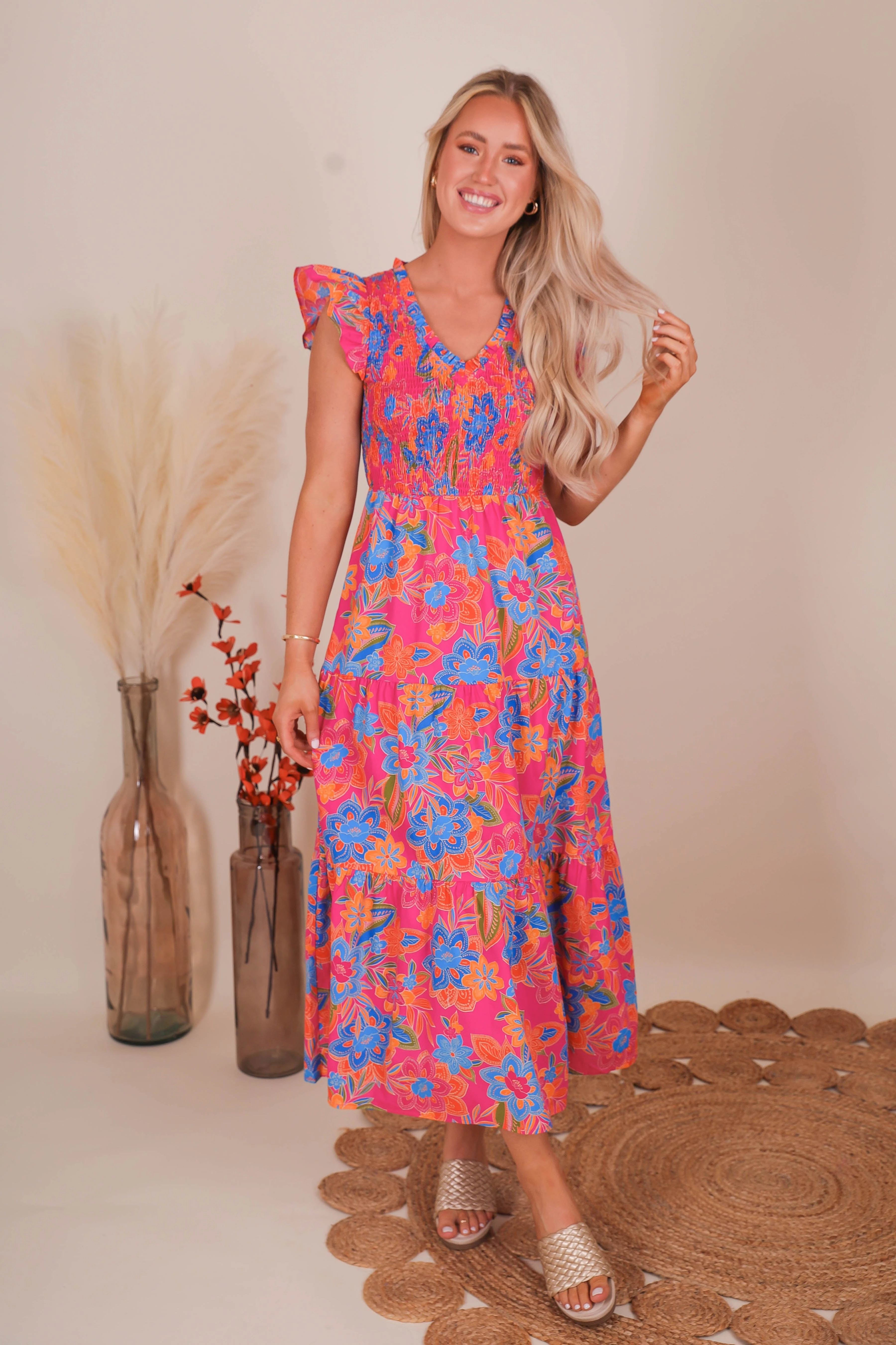Fashionable And Functional Bright bold dress RESTOCK: It's No Surprise Dress-Floral