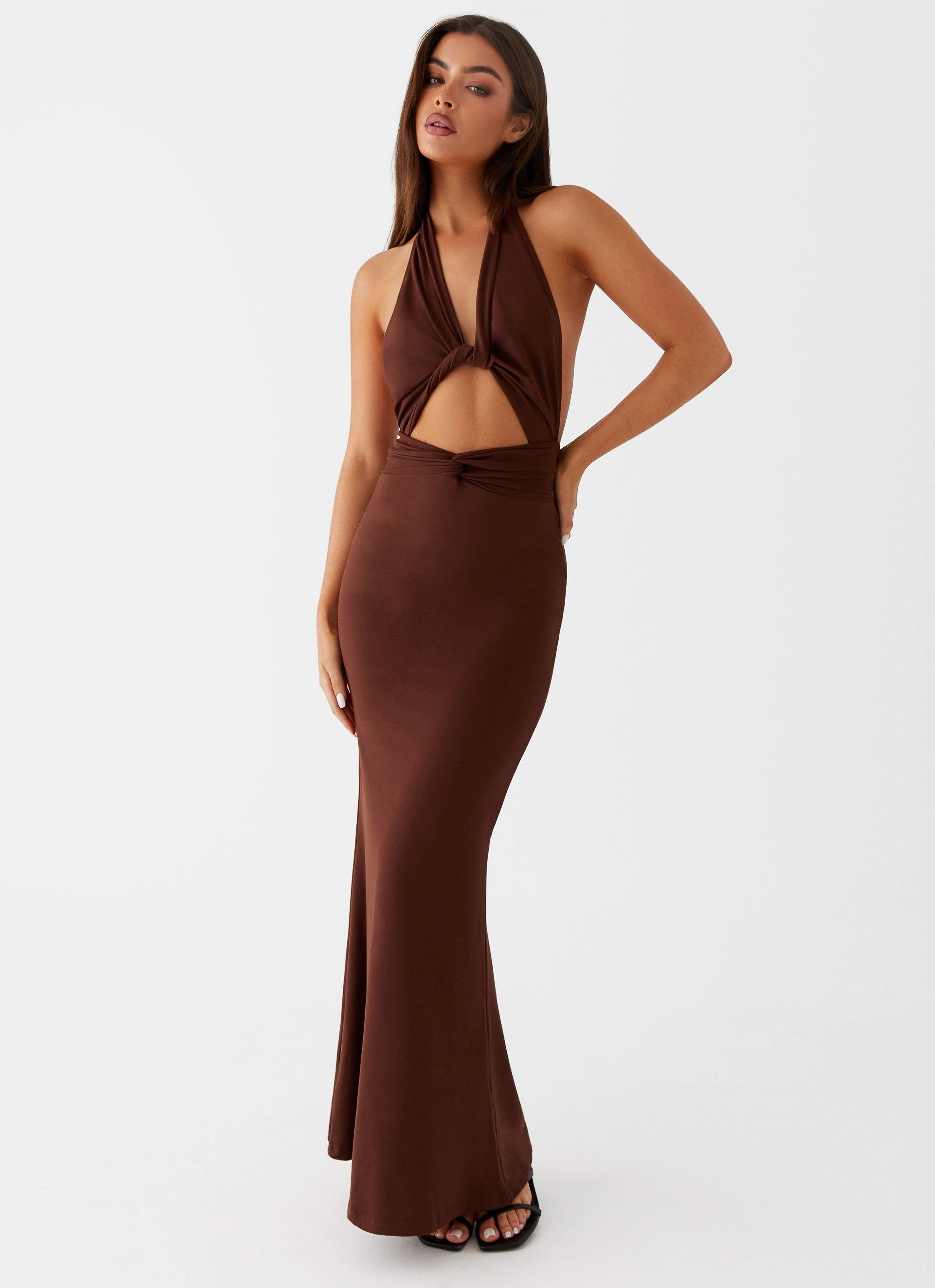 Carolina Twist Maxi Dress - Chocolate Comfortable texture
