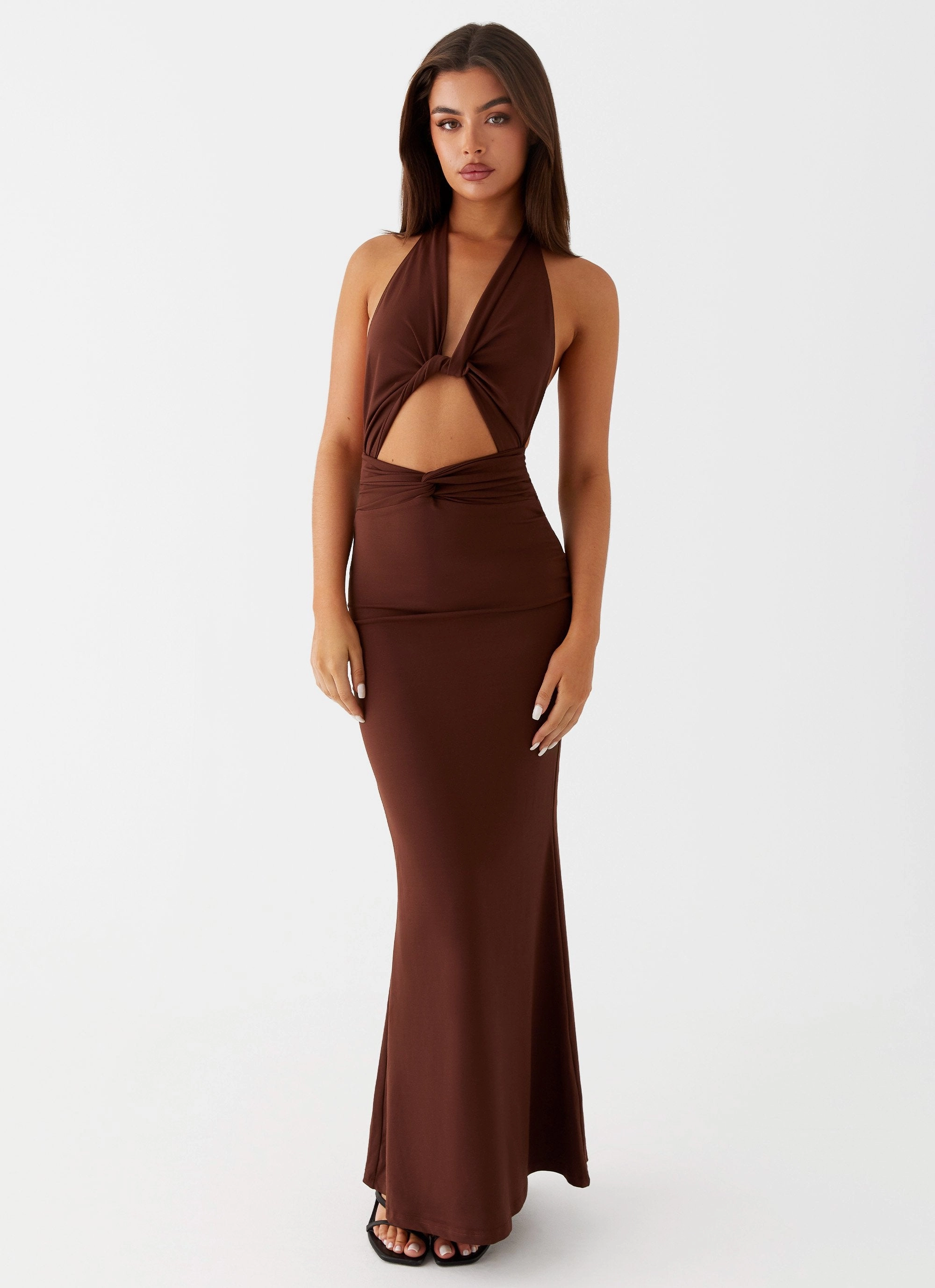 Snag-Resistant Carolina Twist Maxi Dress - Chocolate