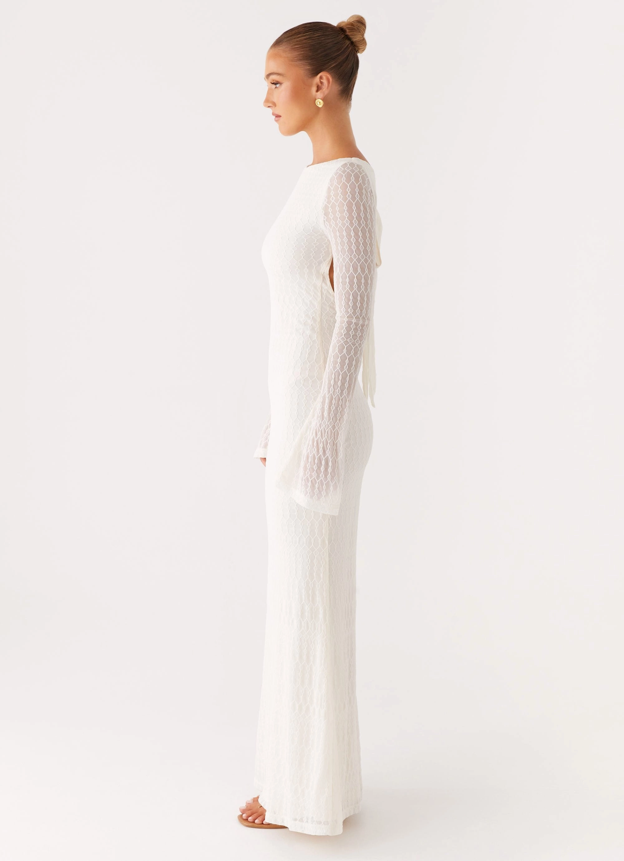Trendy Tailoring Ethereal Long Sleeve Maxi Dress - Ivory
