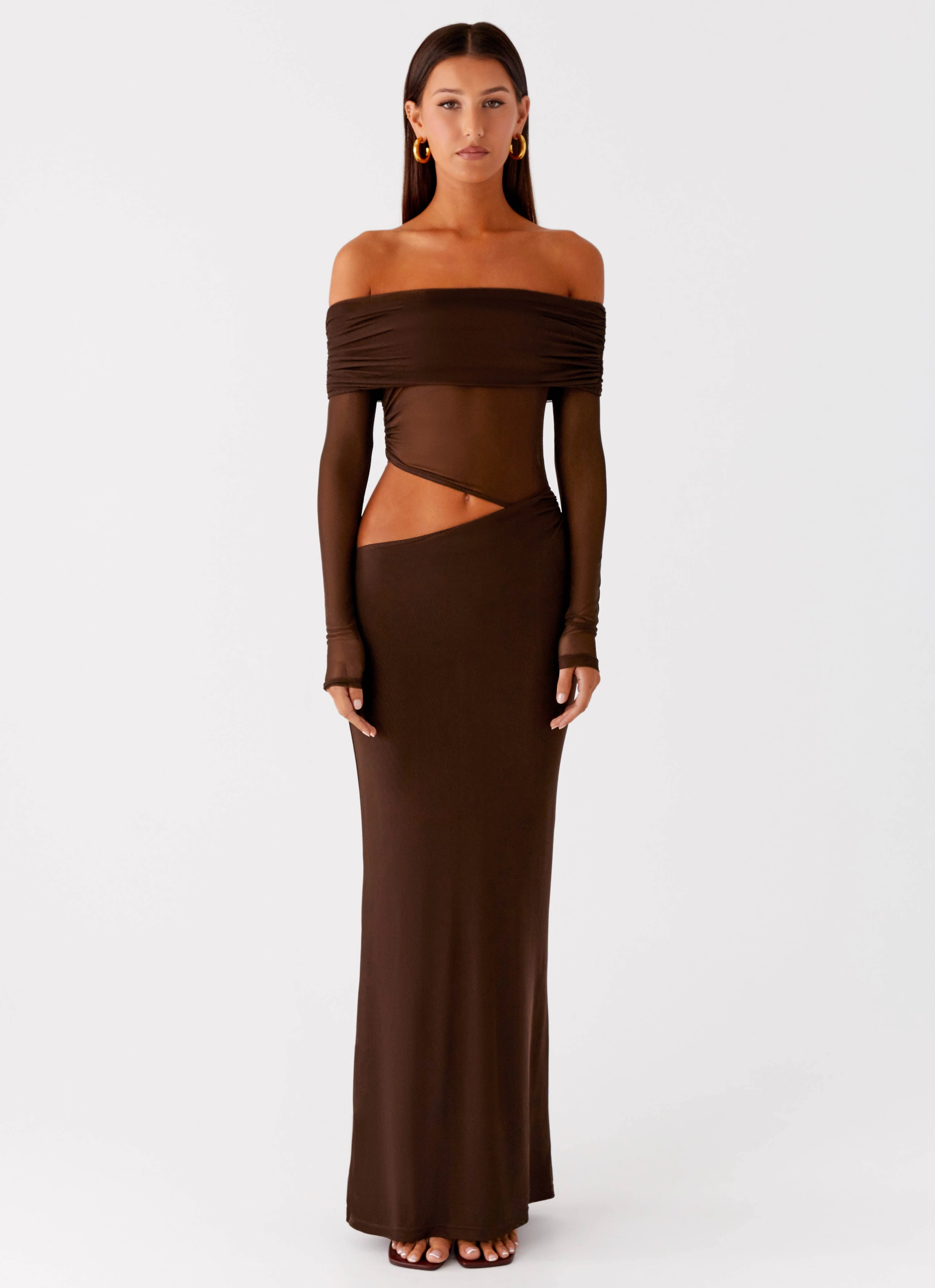Chic Waist Versatile Touch Emery Maxi Dress - Chocolate