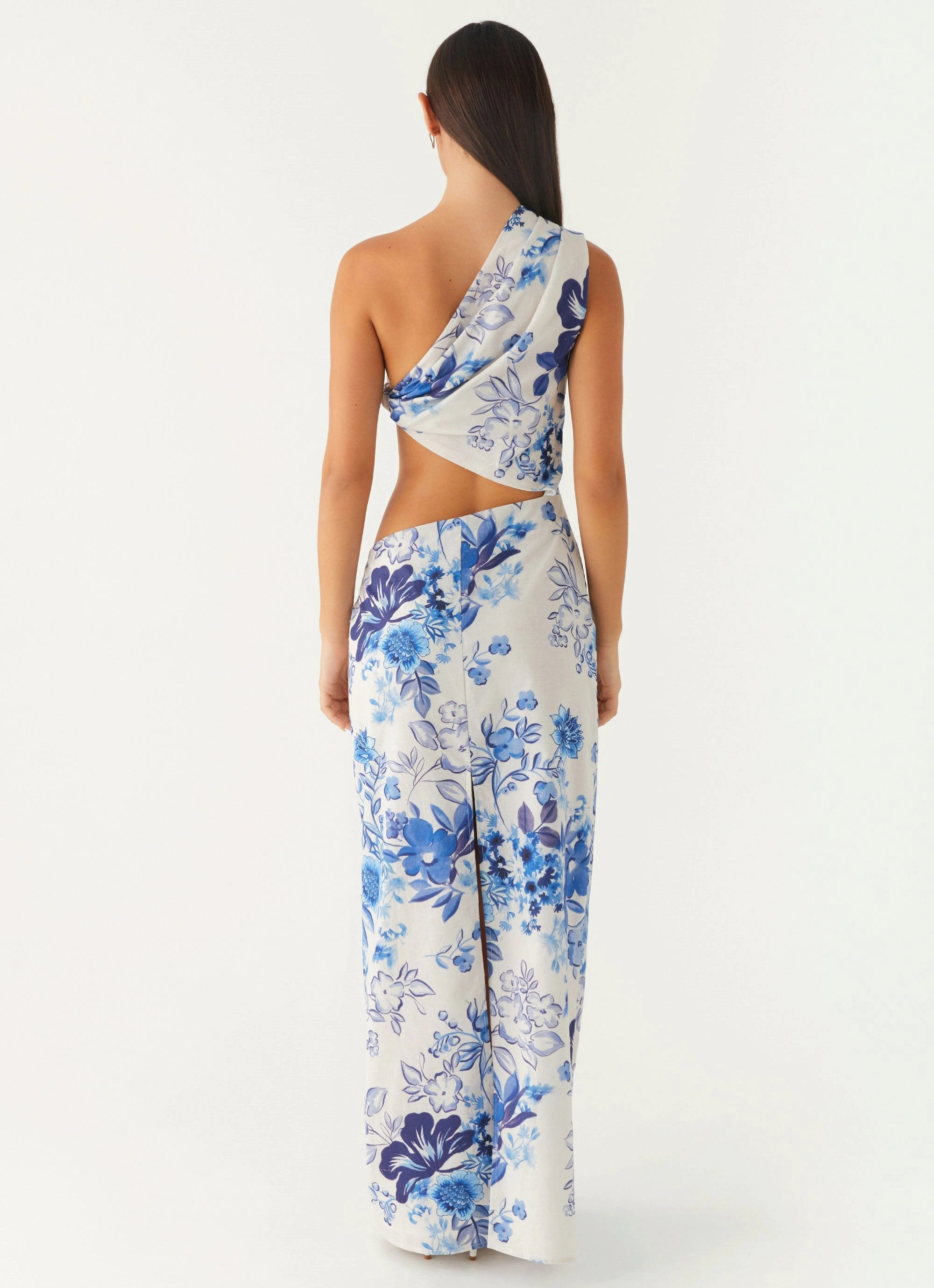 All Summer Long Maxi Dress - Serene Sky Floral Guest Shine Pleated design