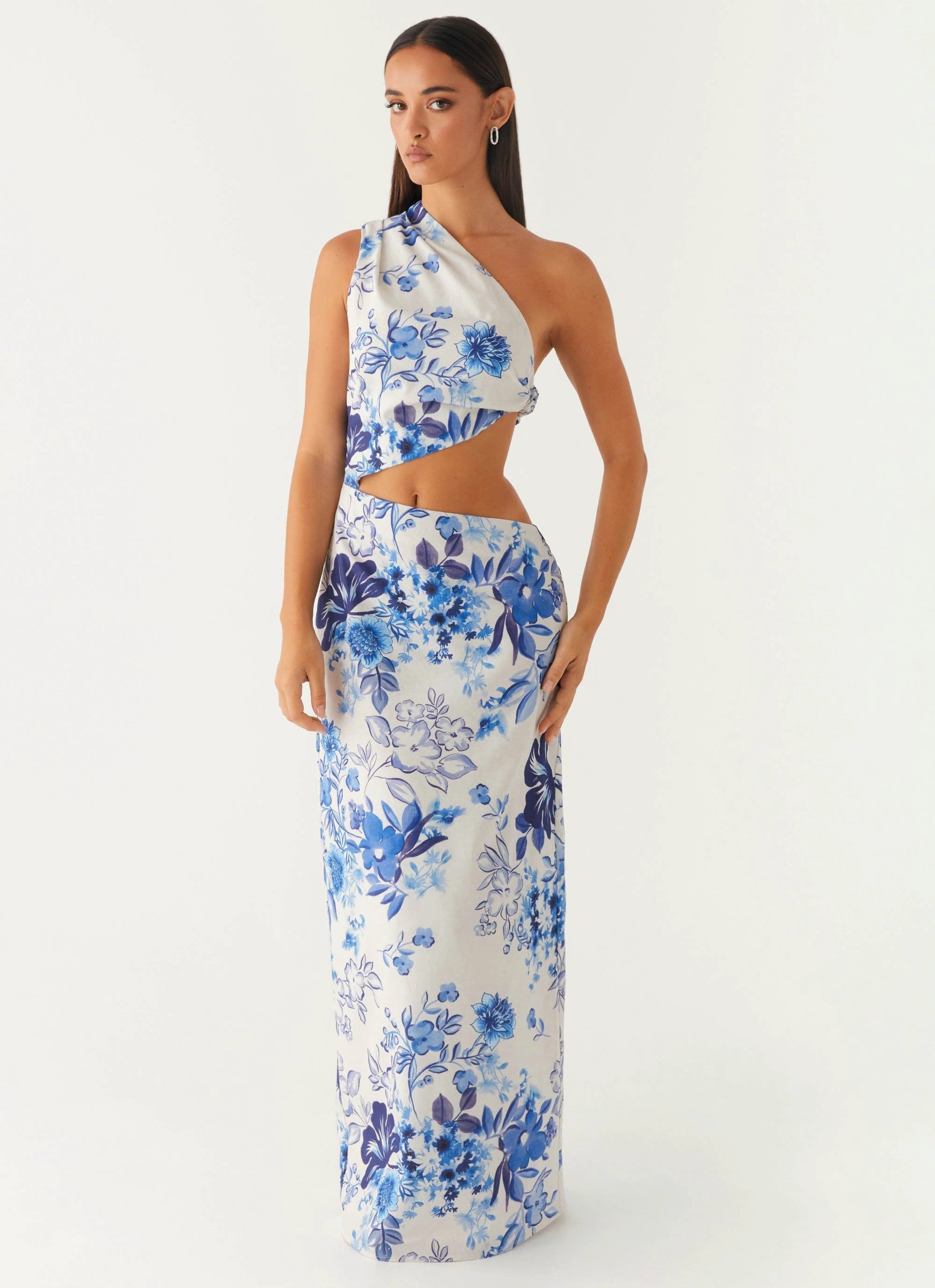 All Summer Long Maxi Dress - Serene Sky Floral Workwear Comfort