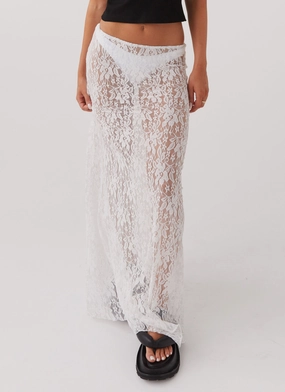 Sugar Sweet Lace Maxi Skirt - White Eco Friendly Fabric