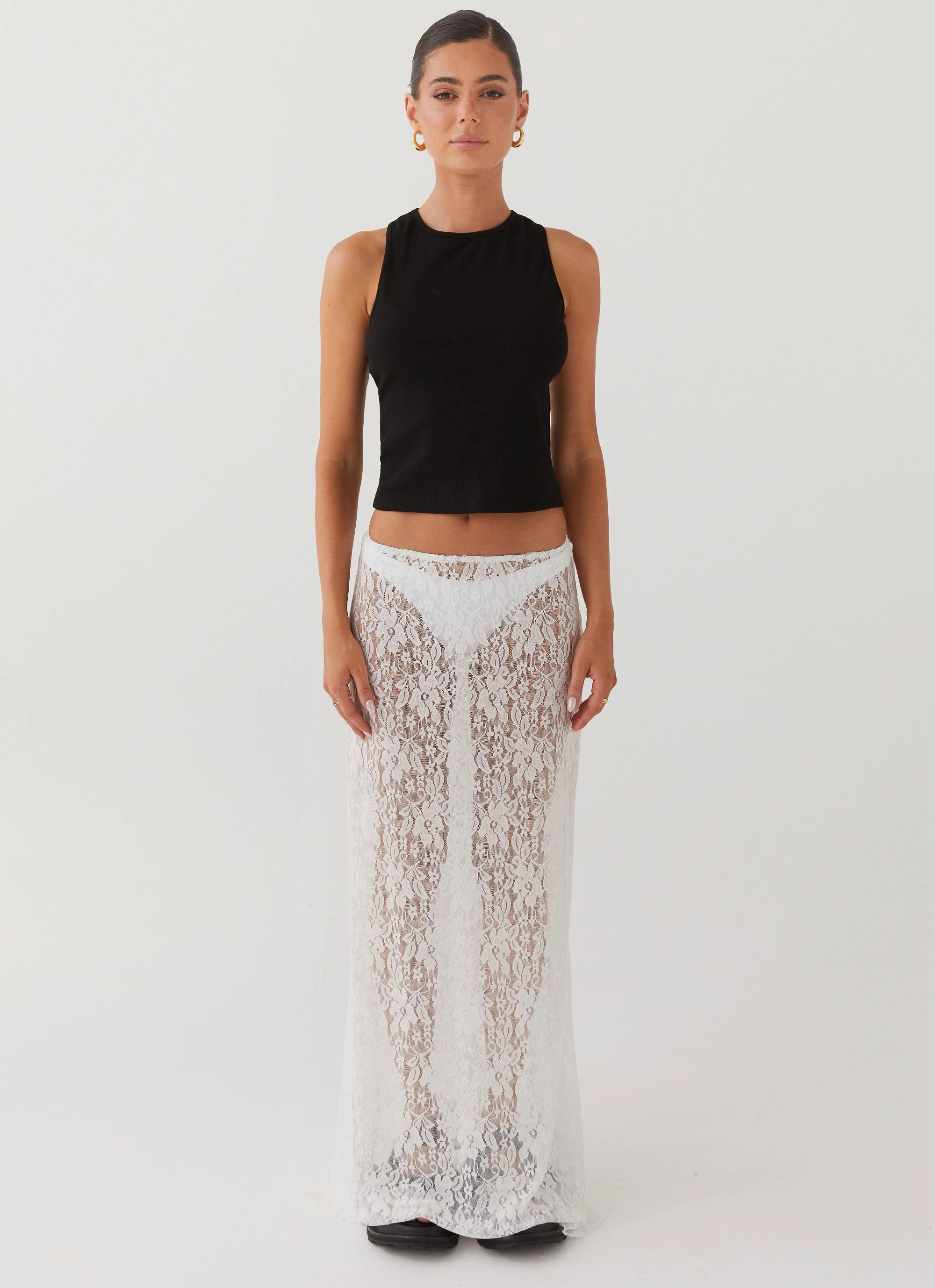 Sugar Sweet Lace Maxi Skirt - White Tailored Fit Sport Comfort