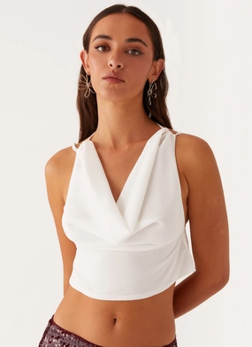 Adjustable Cuffs TemperatureRegulatingLining Suki Halter Top - White