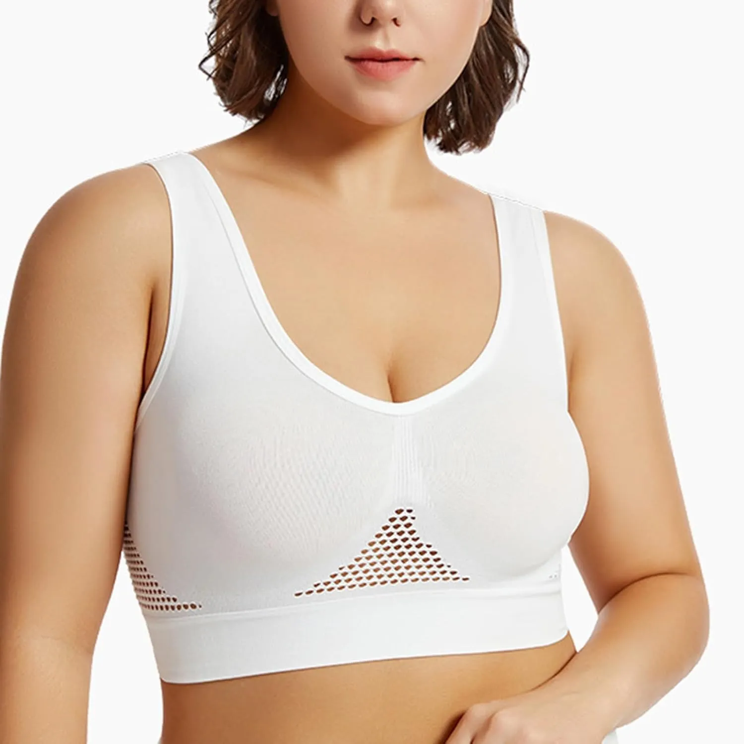 Summer Breathable Cool Liftup Air Bra Plus Size Seamless Sports Bras Comfy No Underwire Full Support Breathable Bra