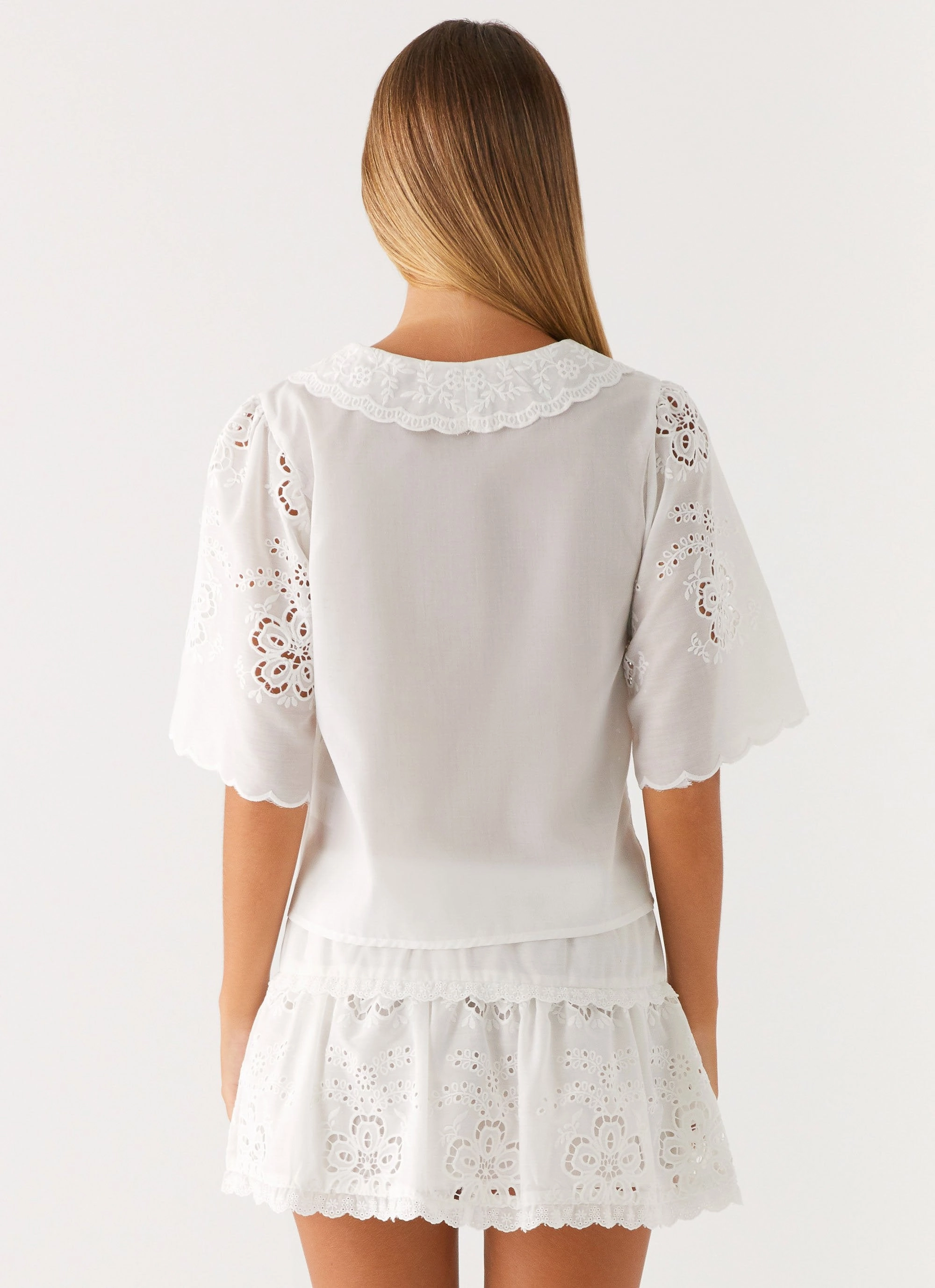 Light support Summer Escape Embroidered Mini Skirt - White
