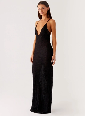 Elegant Fabric Kylia Maxi Dress - Black