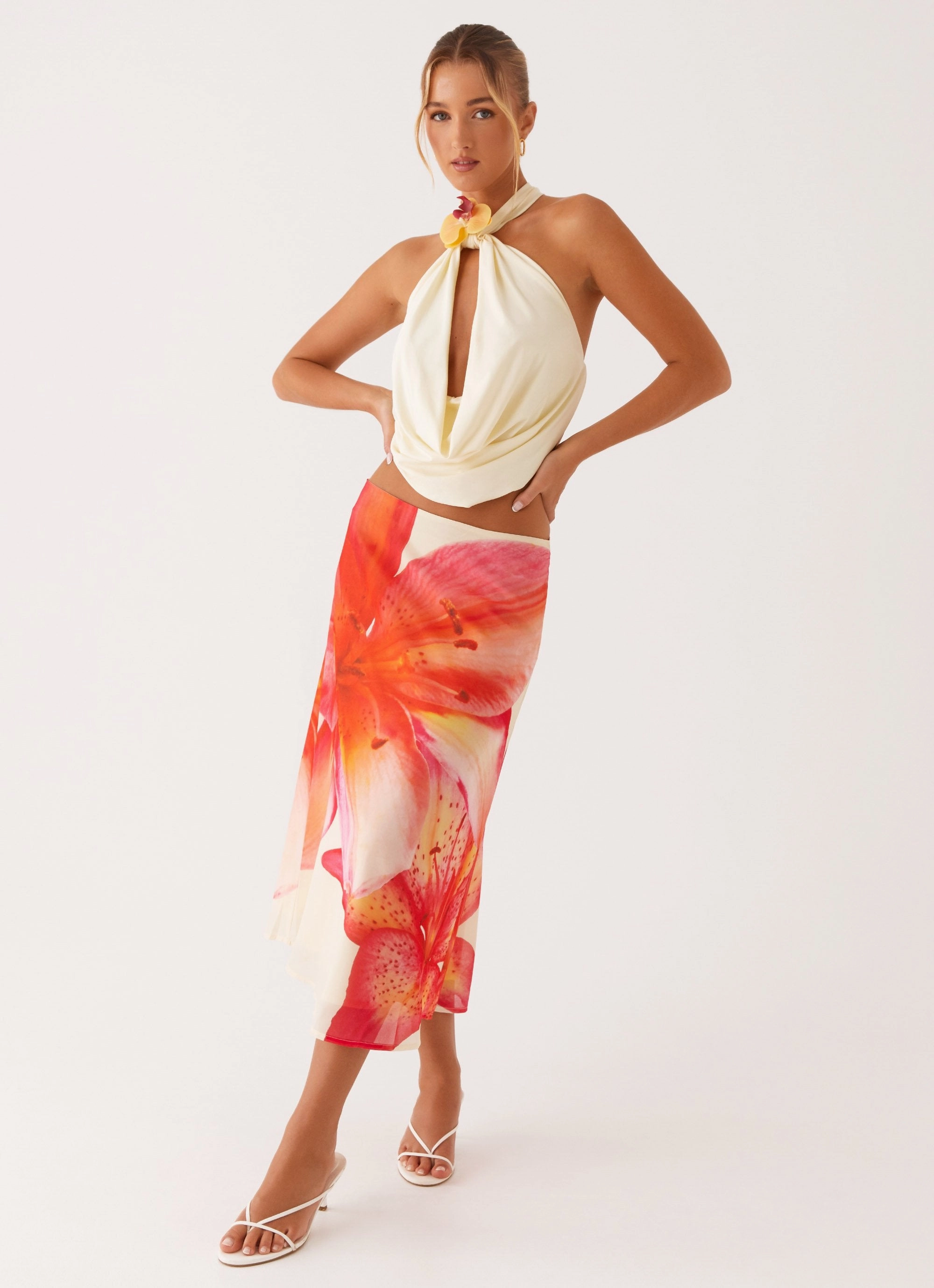 Summertime Midi Skirt - Yellow Floral Abrasion Proof Reinforcements