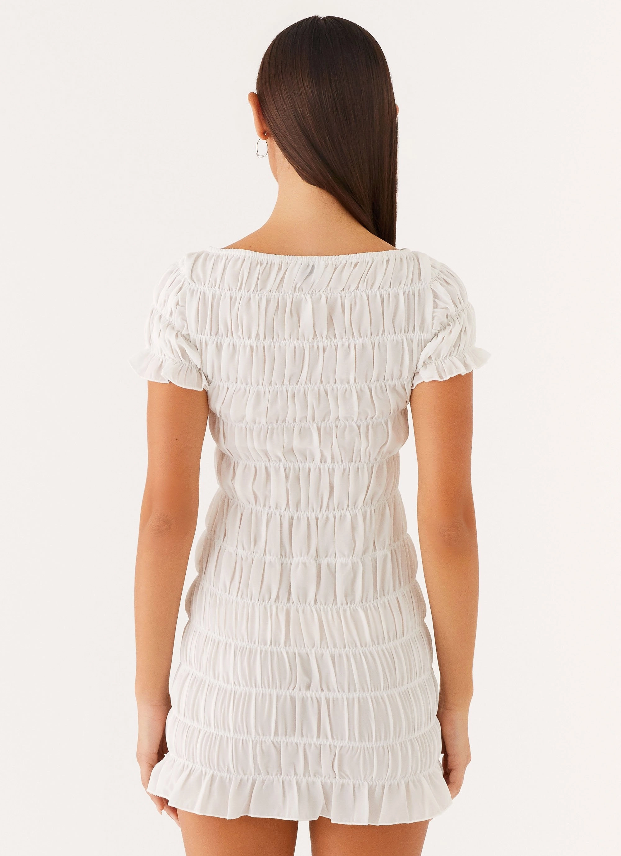 Rita Ruched Mini Dress - White Modern Appearance Skin Hug