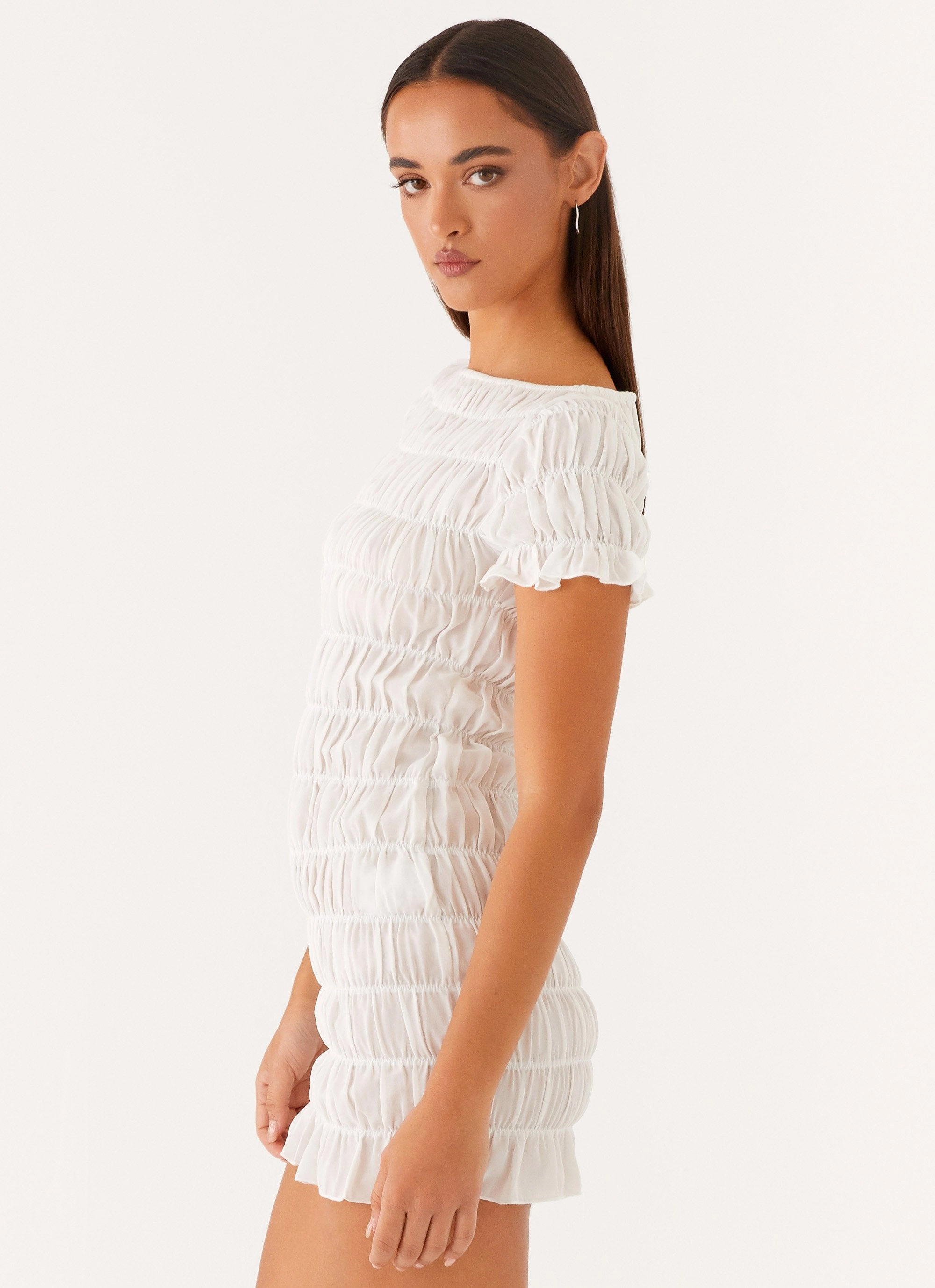 Work Ease Rita Ruched Mini Dress - White