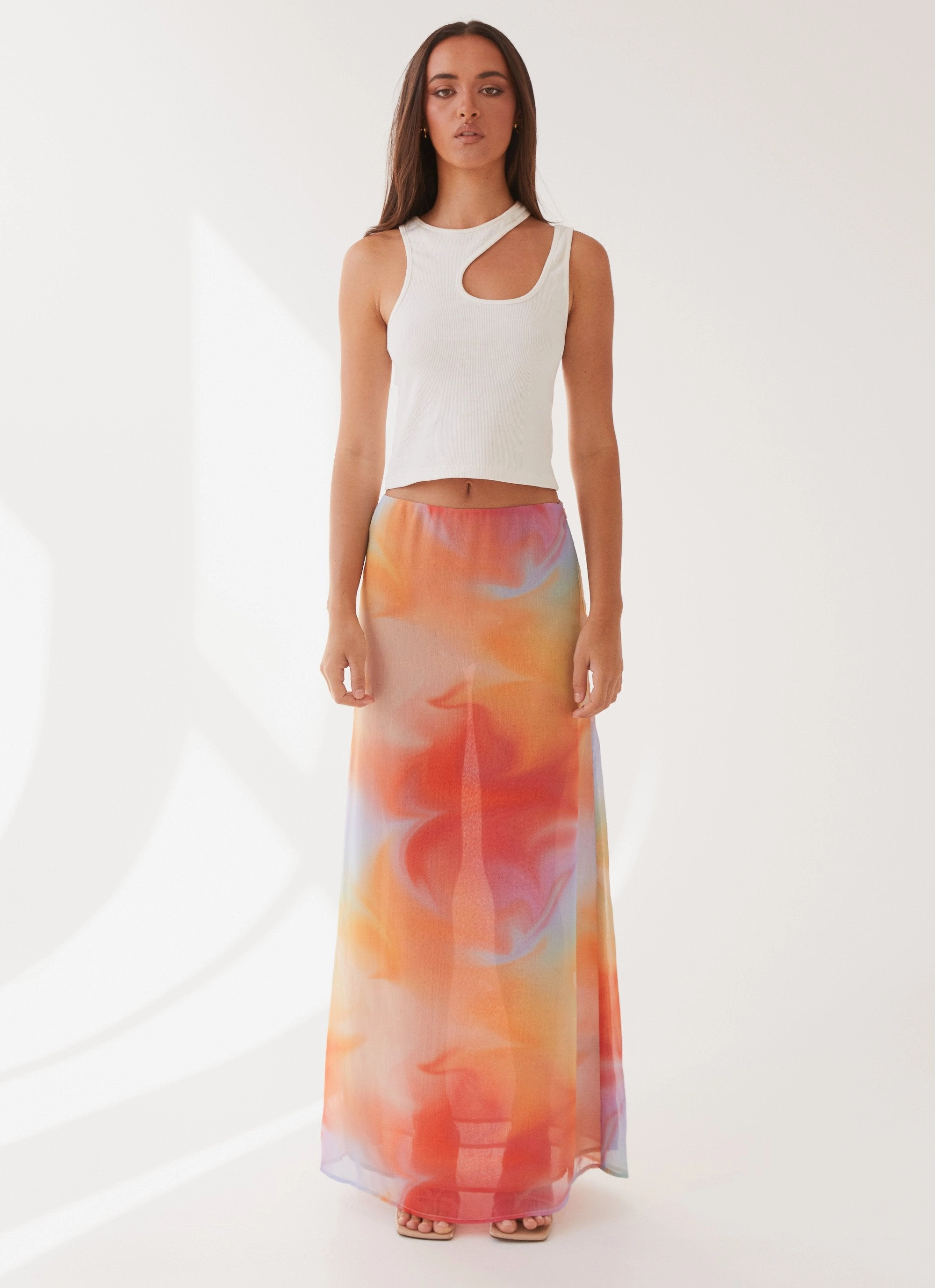 Sunlight Cascade Maxi Skirt - Rainbow Radiance Odor Control Treatment Breathable Comfort