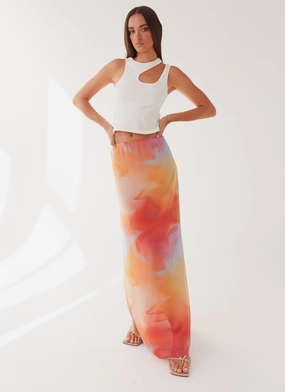 Cozy Comfort Sunlight Cascade Maxi Skirt - Rainbow Radiance