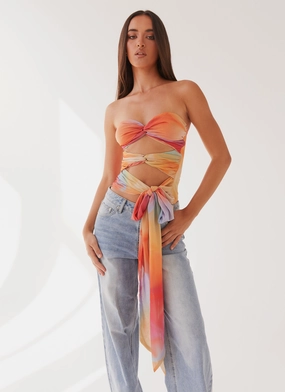 Sunlight Cascade Top - Rainbow Radiance Basic Tee