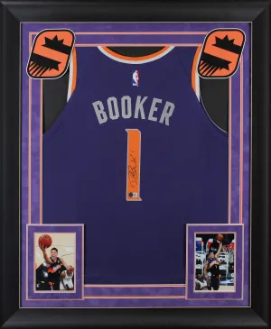 Suns Devin Booker Signed Purple Nike Swingman Framed Jersey BAS #BN00173