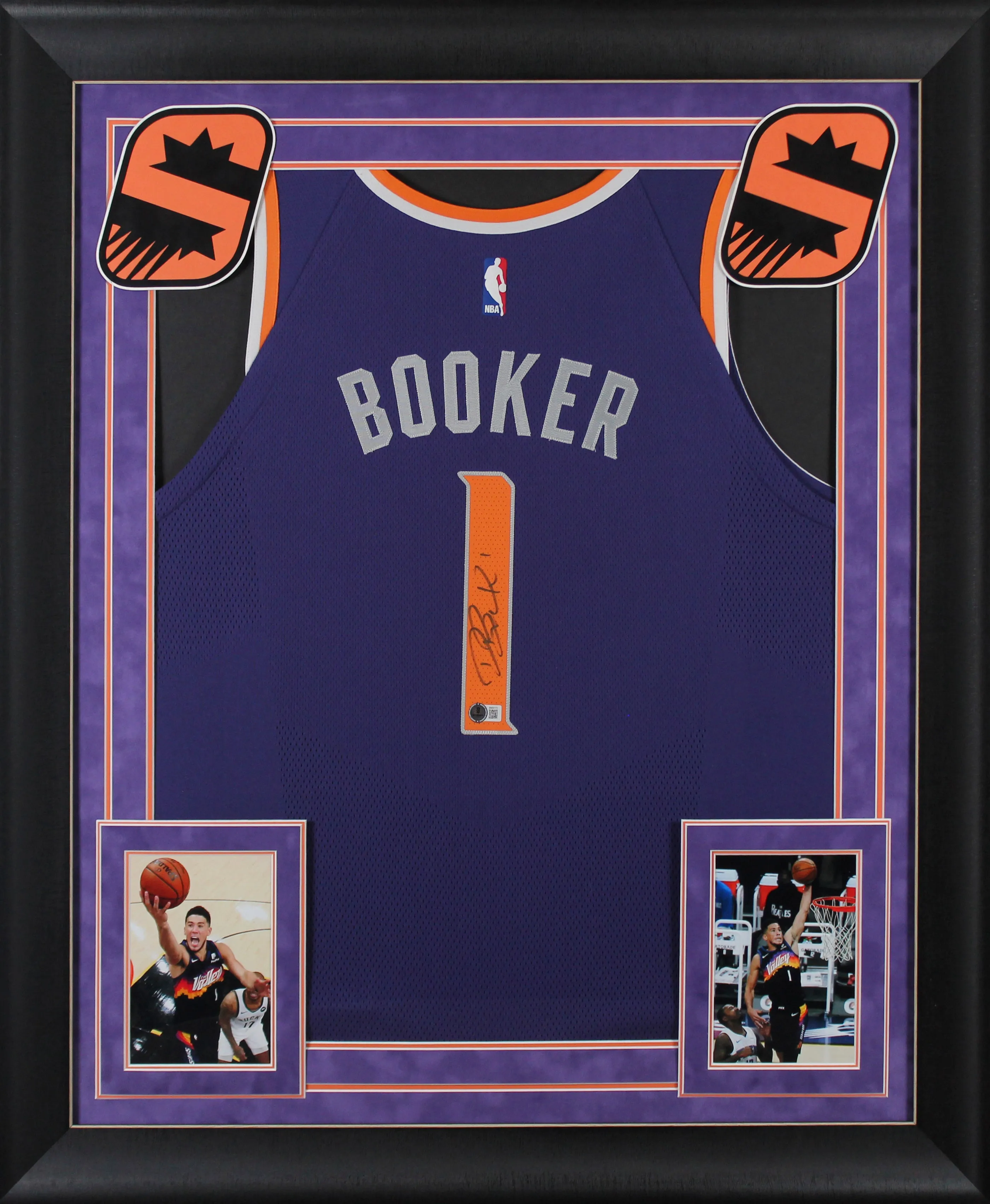 Suns Devin Booker Signed Purple Nike Swingman Framed Jersey BAS #BN00173