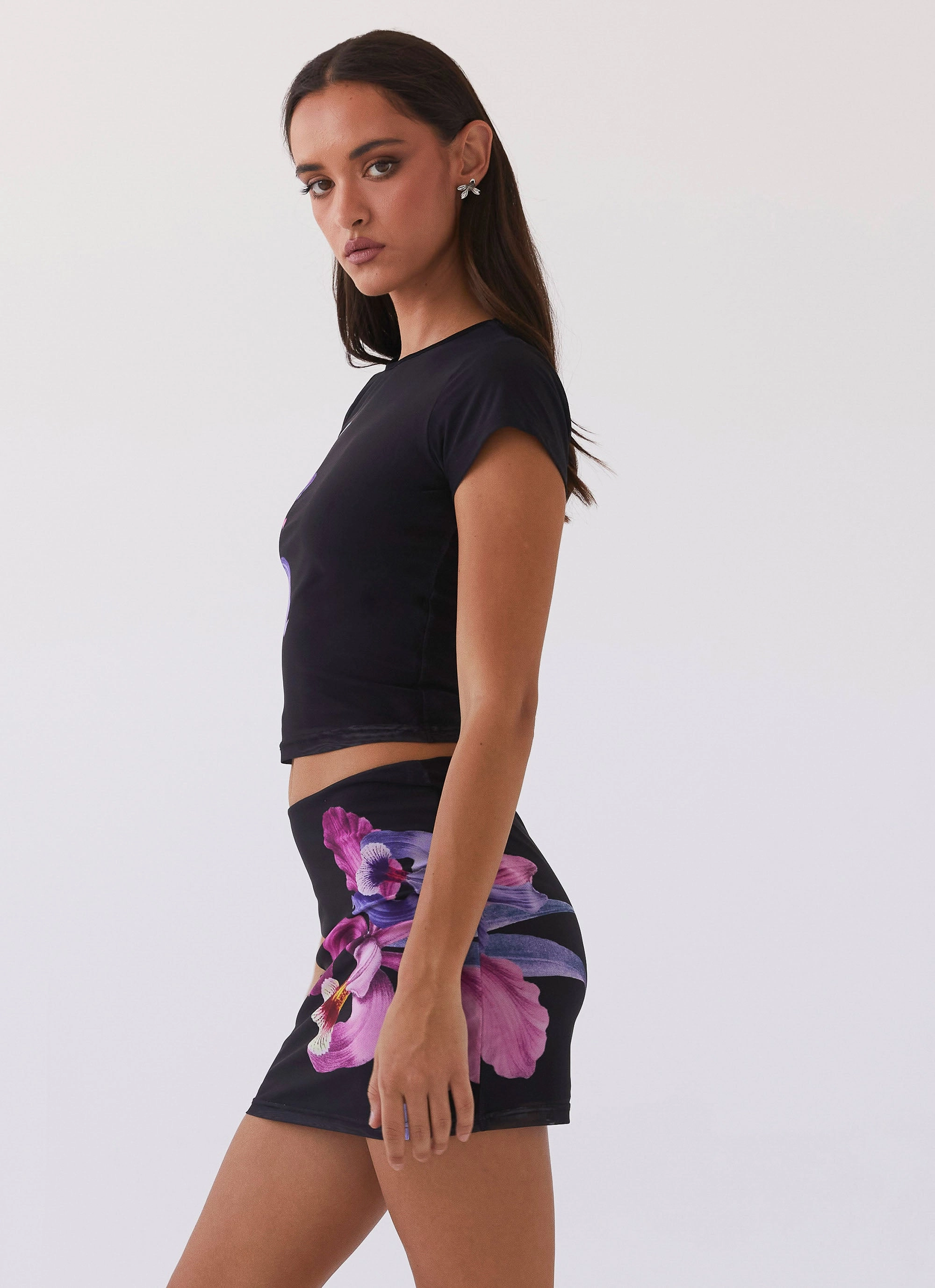 Sunset Bliss Mesh Mini Skirt - Cosmo Floral Ultra Stretch