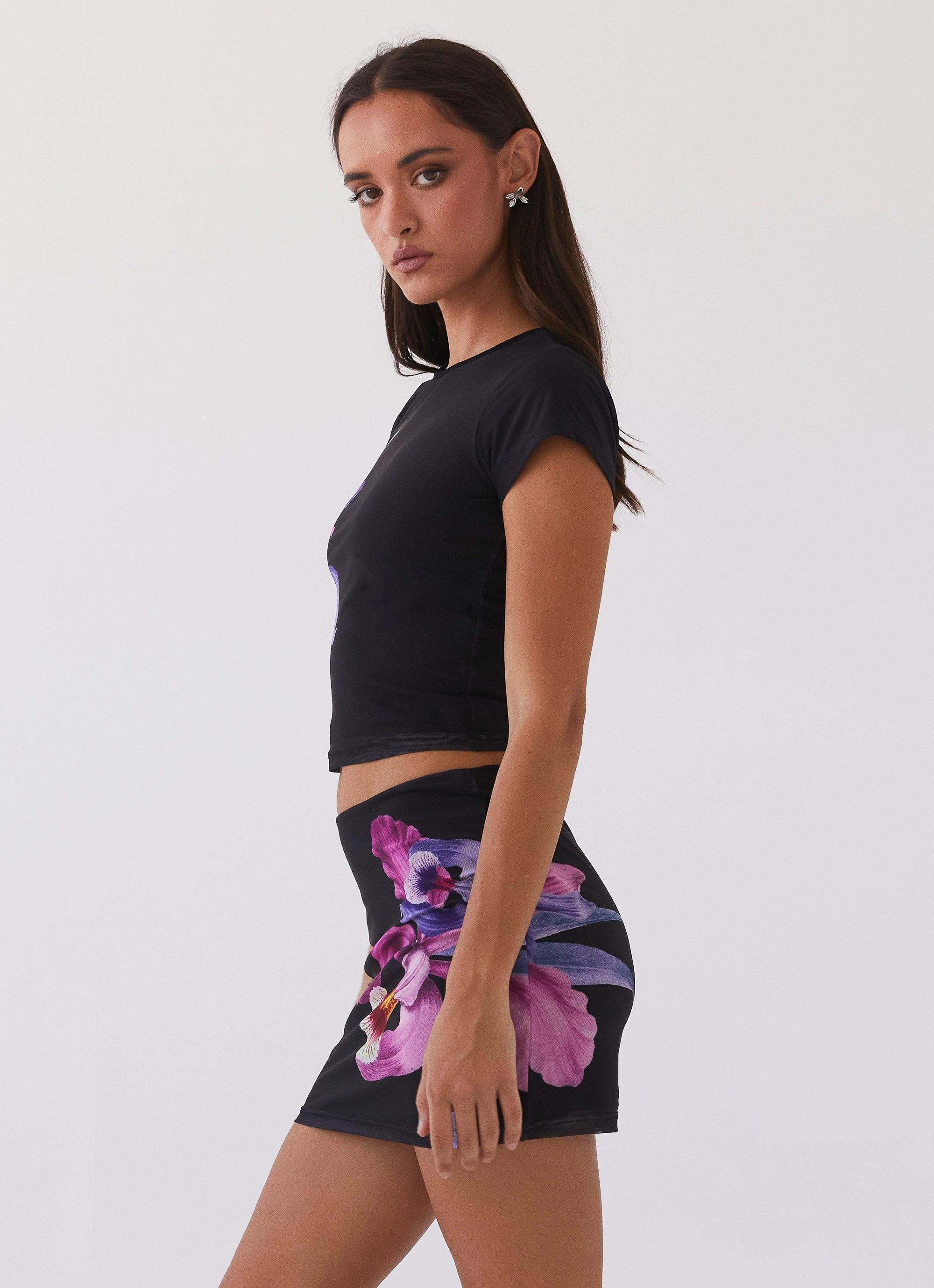 Weekend Casual Sunset Bliss Mesh Tee - Cosmo Floral