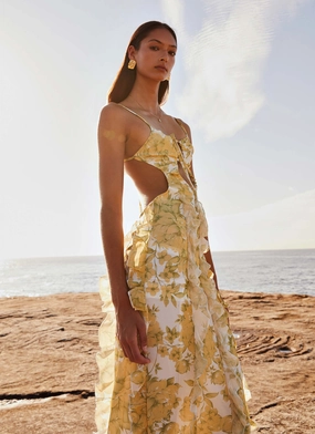 Sunset Kisses Ruffle Maxi Dress - Daffodil Refined Mood Texture Softness