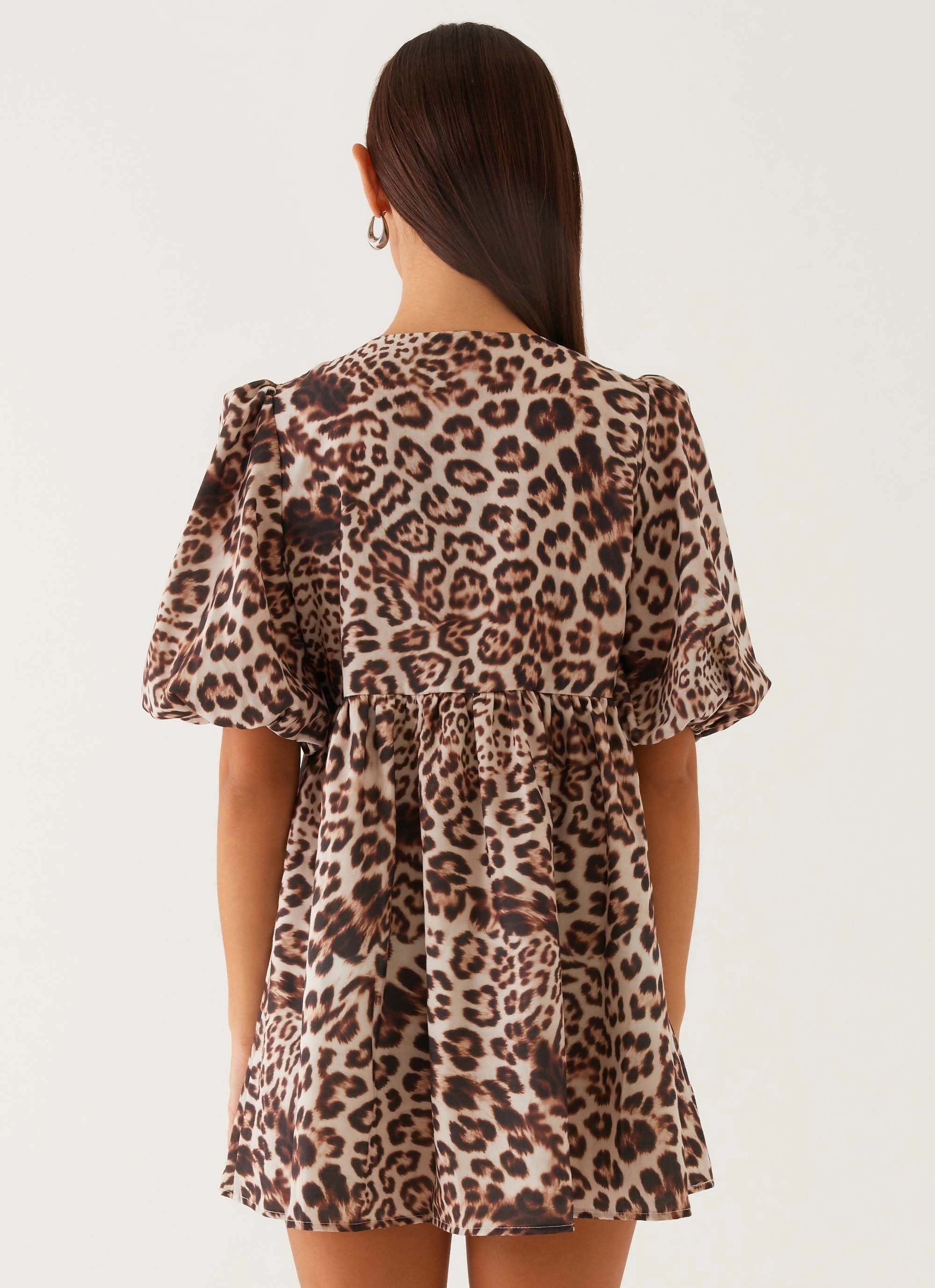 Western Wind Tie Mini Dress - Leopard Effortless Wear