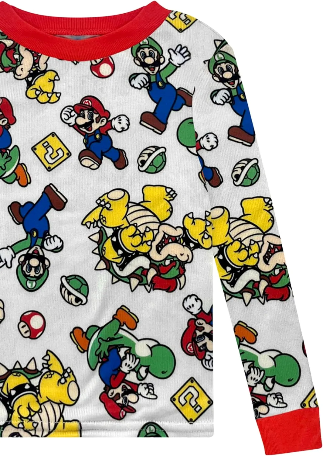 Super Mario 4 Piece Pajama Set - Toddler Girls PJ Set with Long Sleeve Shirt & Pants - Kids Sleepwear Set - Official License