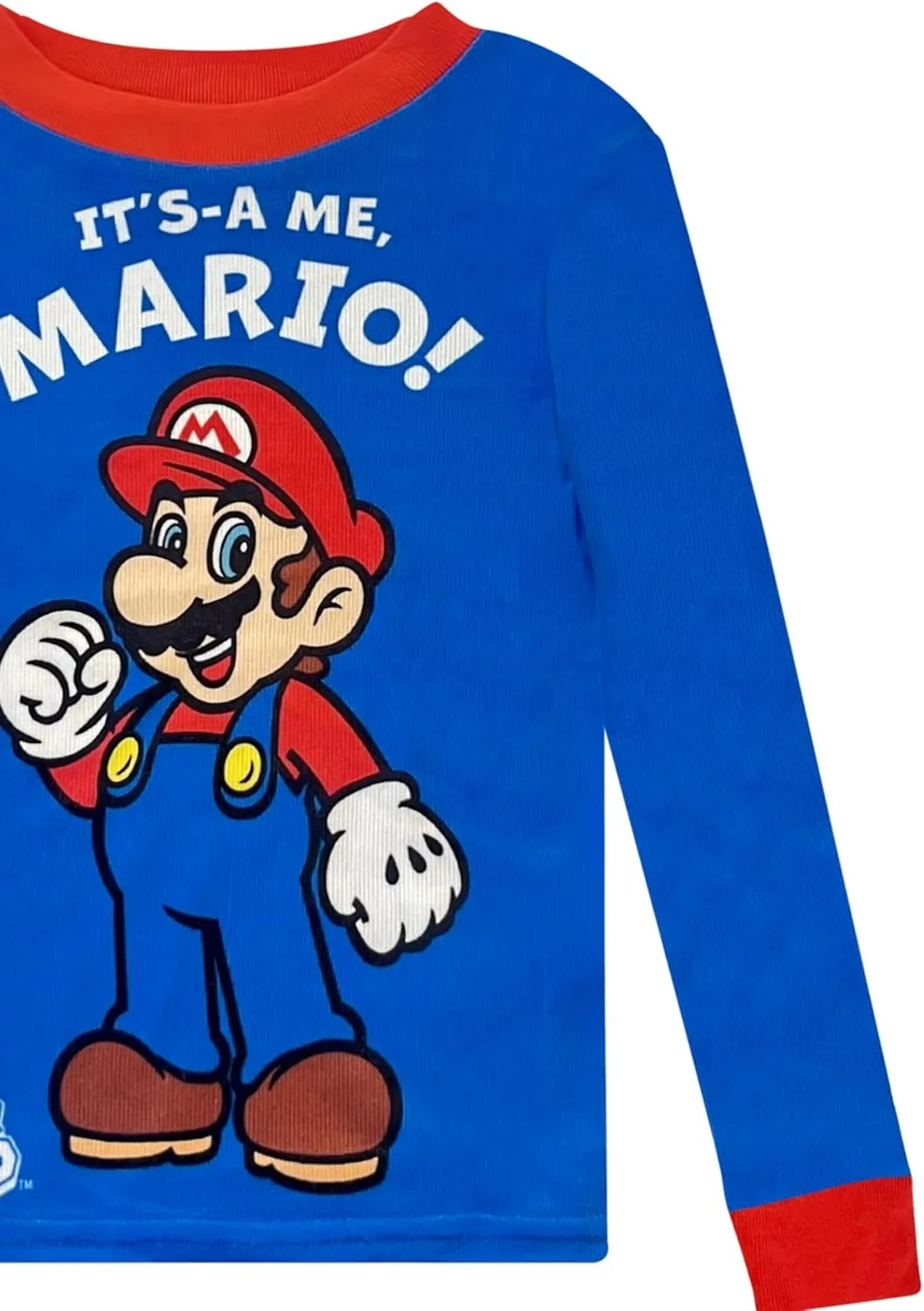 Super Mario 4 Piece Pajama Set - Toddler Girls PJ Set with Long Sleeve Shirt & Pants - Kids Sleepwear Set - Official License