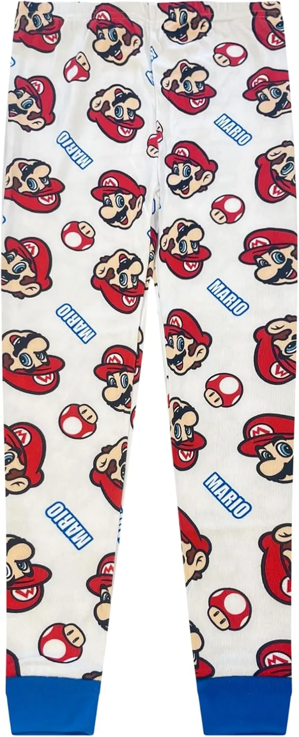 Super Mario 4 Piece Pajama Set - Toddler Girls PJ Set with Long Sleeve Shirt & Pants - Kids Sleepwear Set - Official License