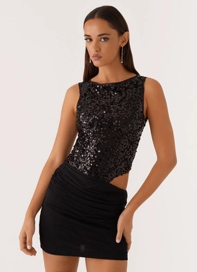 Summer Ready Superstition Sequin Mini Dress - Black
