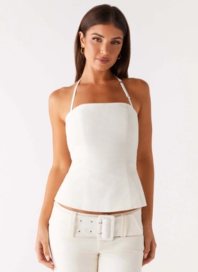 Ultraviolet Protection Fabric Maya Backless Top - Pearl